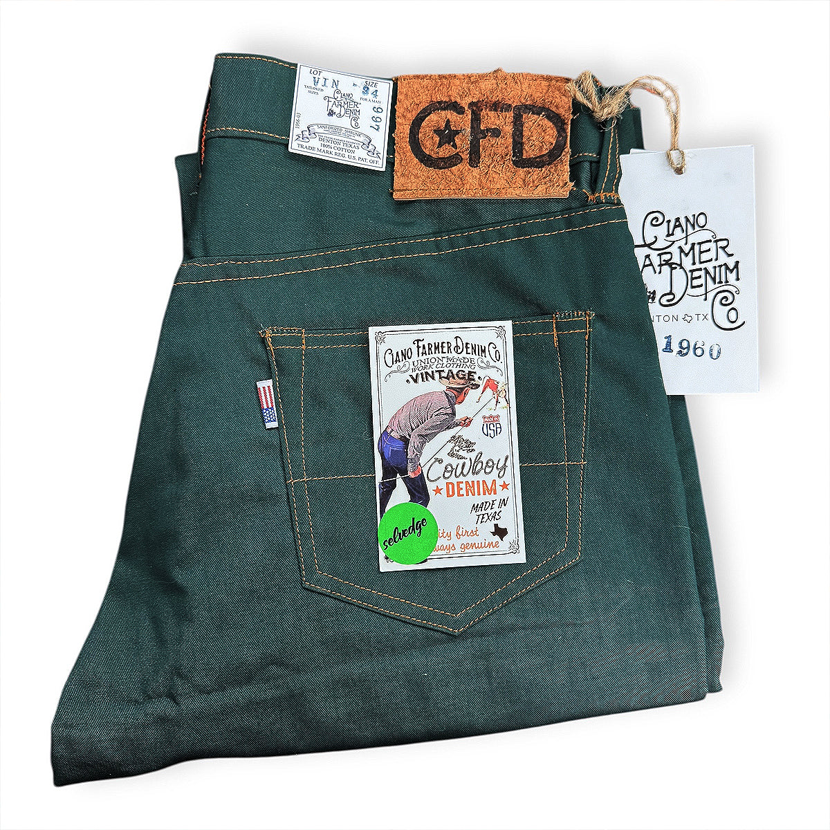 9oz 1960s Dead Stock USA 100% Cotton Twill "PERMA PRESS" Work Twill Green [Miner Fit 997]